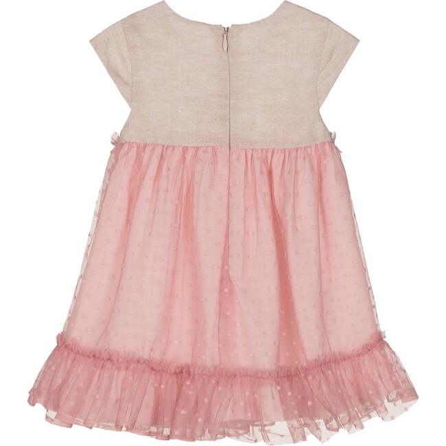 Voile Overlay Tulle Dress, Pink - Dresses - 3