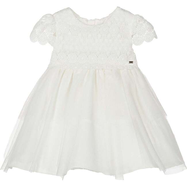 Guipure Poplin Dress, White - Dresses - 1
