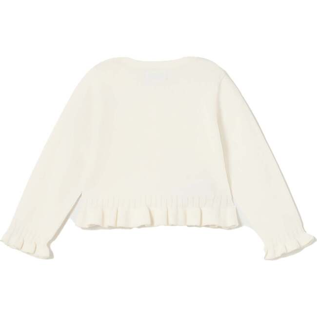 Knitted Ruffle Cardigan, White - Cardigans - 3