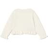 Knitted Ruffle Cardigan, White - Cardigans - 3