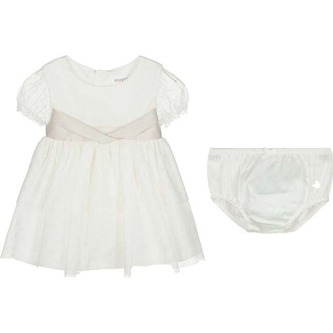 Poplin Tulle Dress, White - Dresses - 4