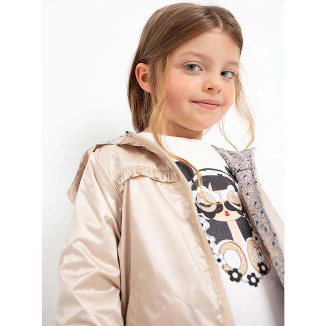 Floral Reversible Windbreaker, Beige - Jackets - 4