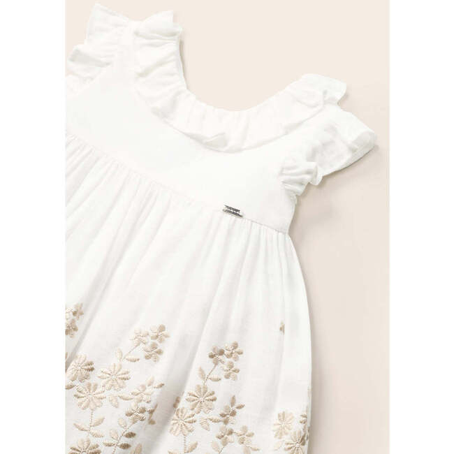 Floral Ruffle Embroidered Dress, White - Dresses - 3