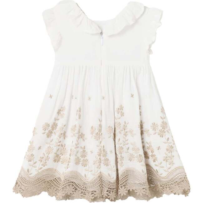 Floral Ruffle Embroidered Dress, White - Dresses - 4