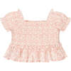 Blush Honeycomb Ruffle Blouse, Pink - Blouses - 1 - thumbnail