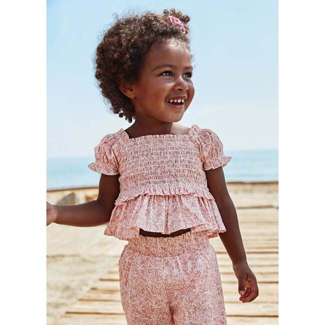 Blush Honeycomb Ruffle Blouse, Pink - Blouses - 2