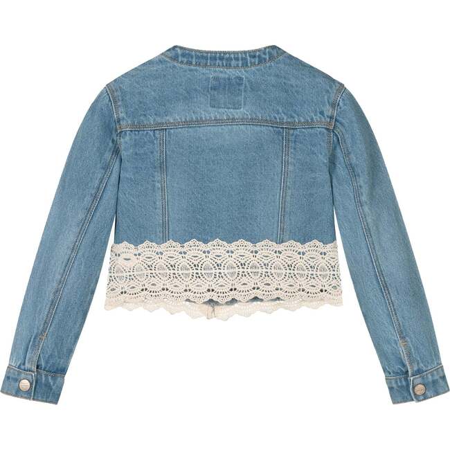 Denim Embroidered Jacket, Blue - Jackets - 3