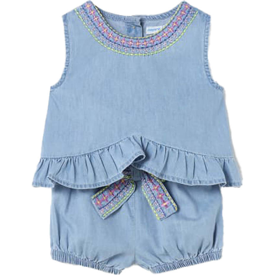 Soft Denim Ruffle Outfit, Blue - Mixed Apparel Set - 1