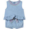 Soft Denim Ruffle Outfit, Blue - Mixed Apparel Set - 1 - thumbnail