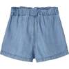 Denim Bow Shorts, Blue - Shorts - 3