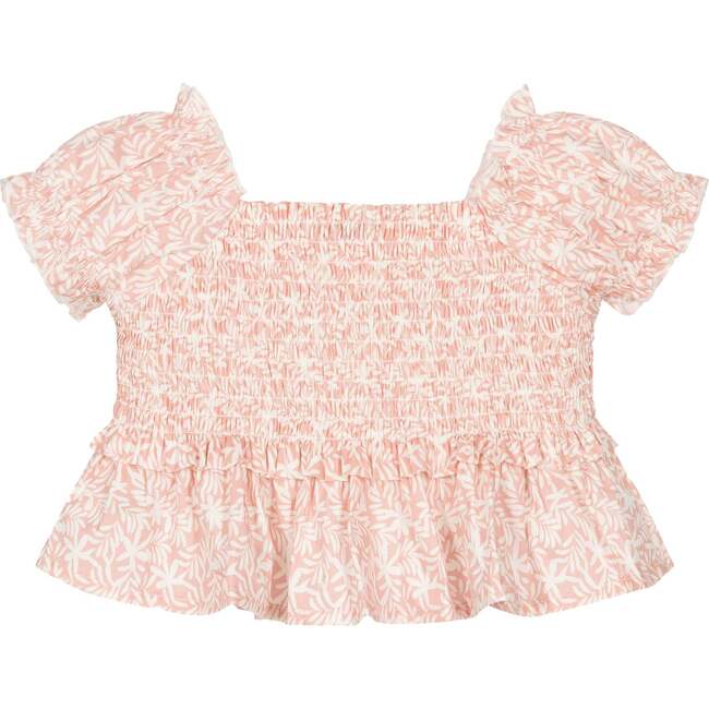Blush Honeycomb Ruffle Blouse, Pink - Blouses - 3
