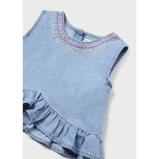 Soft Denim Ruffle Outfit, Blue - Mixed Apparel Set - 2