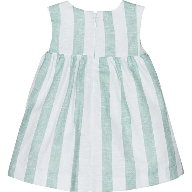 Aqua Striped Bow Dress, Green - Dresses - 4