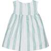 Aqua Striped Bow Dress, Green - Dresses - 4 - thumbnail
