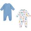 2pc Puppy Graphic Pyjama Set, Blue - Pajamas - 2