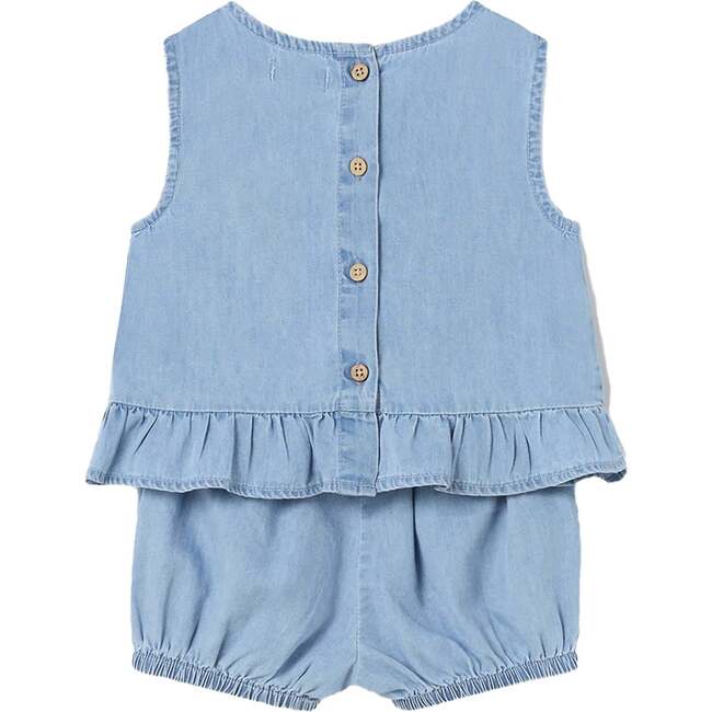 Soft Denim Ruffle Outfit, Blue - Mixed Apparel Set - 4