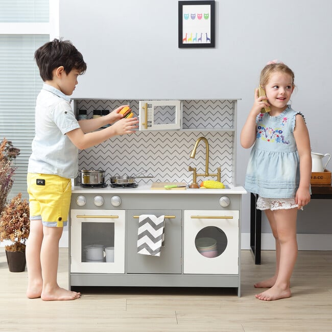 Little Chef Berlin Modern Play Kitchen, Grey/White - Play Kitchens - 3