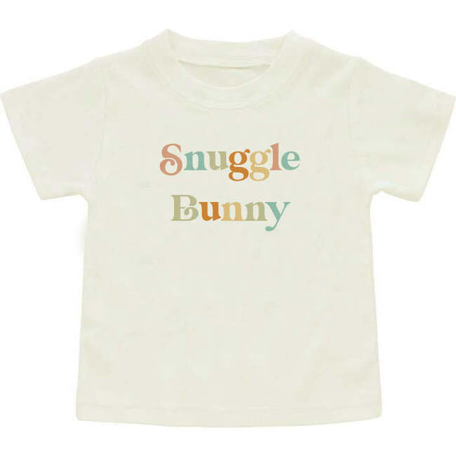 Snuggle Bunny Easter Cotton Short Sleeve Tee Shirt, Cream - Tees - 1