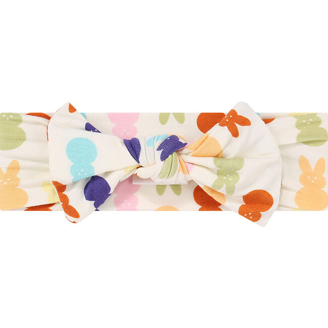 Chillin With My Peeps Easter Bunny Viscose Bamboo Headband Bow, Cream