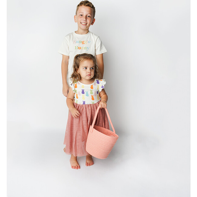Snuggle Bunny Easter Cotton Short Sleeve Tee Shirt, Cream - Tees - 3