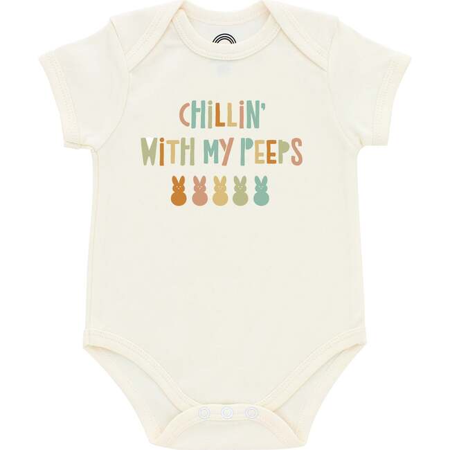 Easter Bunny Cotton Short Sleeve Baby Onesie, Cream - Onesies - 1