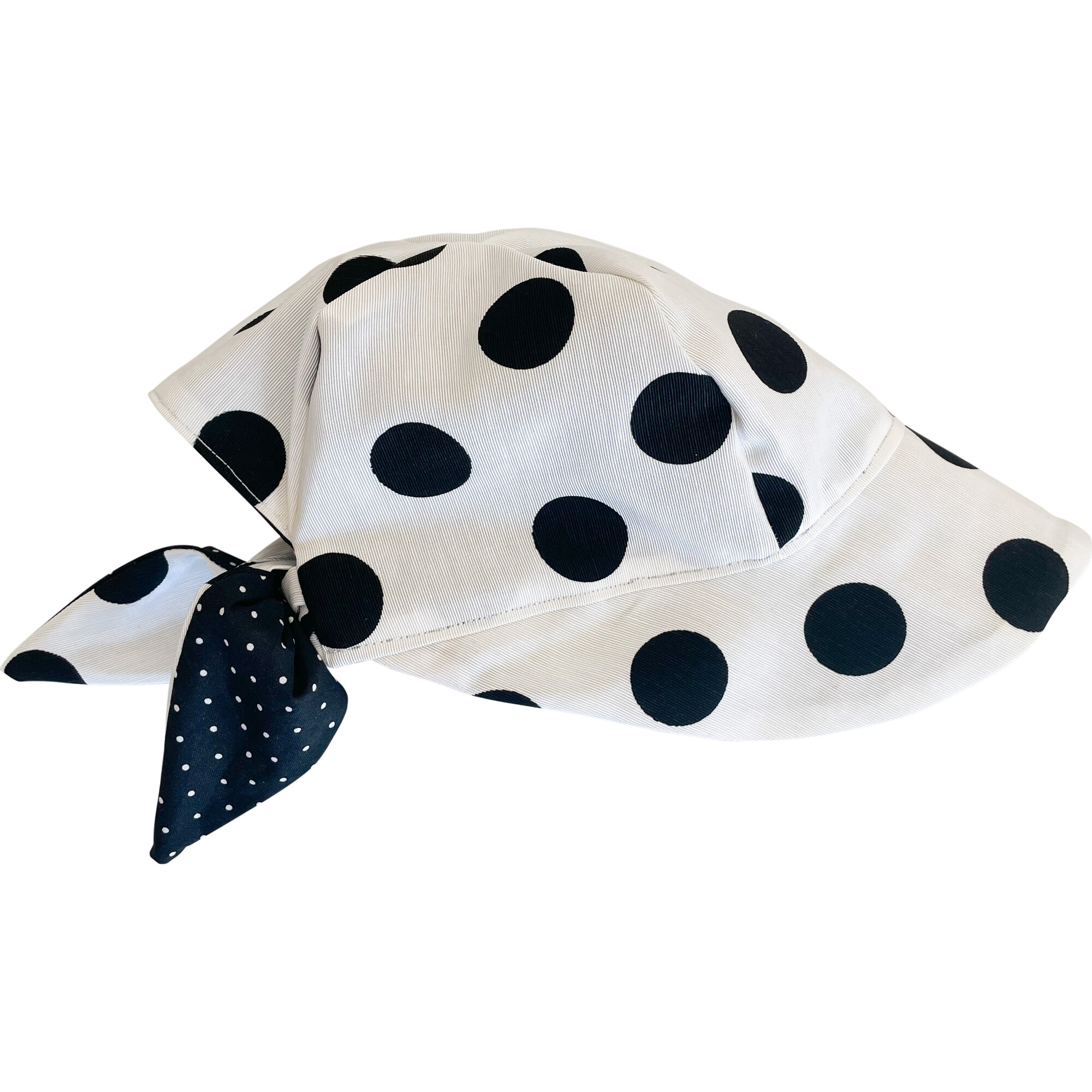 Sun Bonnet, Black Polka Dots on White - Hats - 1