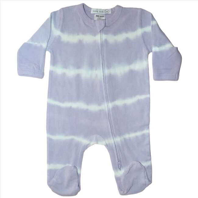 Smile Stripe Zipper Footie, Lilac