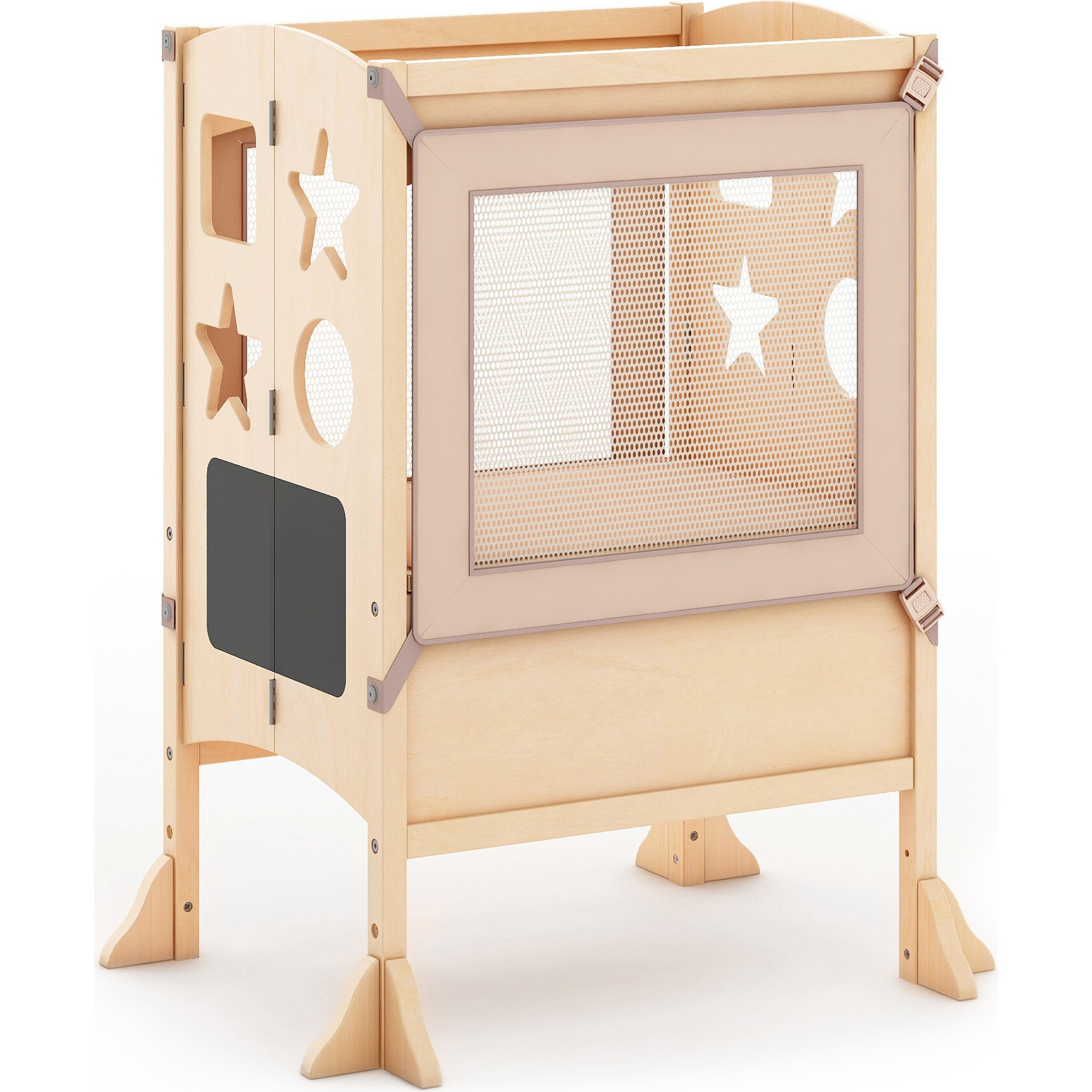 Classic Double Kitchen Helper Stool, Natural - Kids Seating - 1