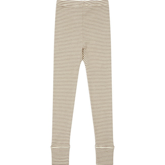 Kids Judd Leggings, Cream And Chocolate Stripe - Leggings - 2