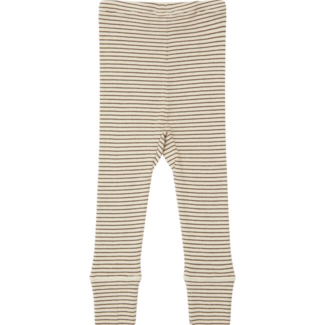 Baby Judd Leggings, Cream And Chocolate Stripe - Leggings - 2