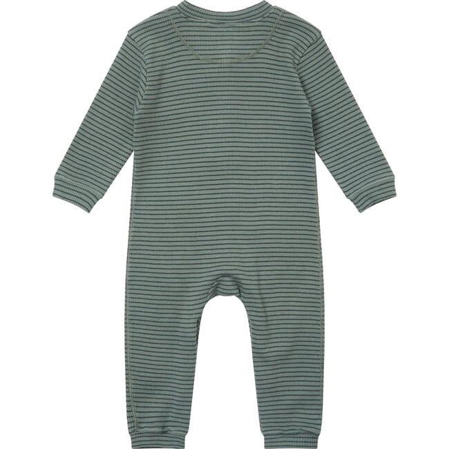 Baby Toadfish Romper, Spruce And Navy Stripe - Onesies - 2