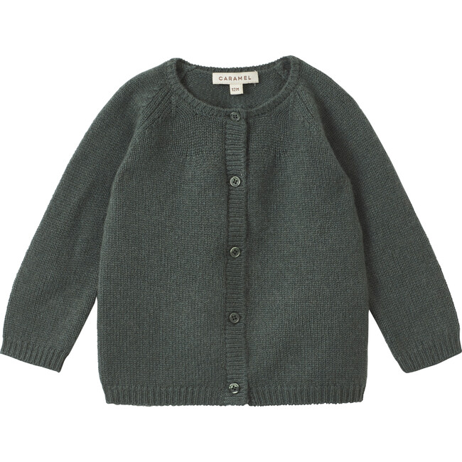 Baby Rosa Crew Neck Button Front Cardigan, Pine - Cardigans - 1