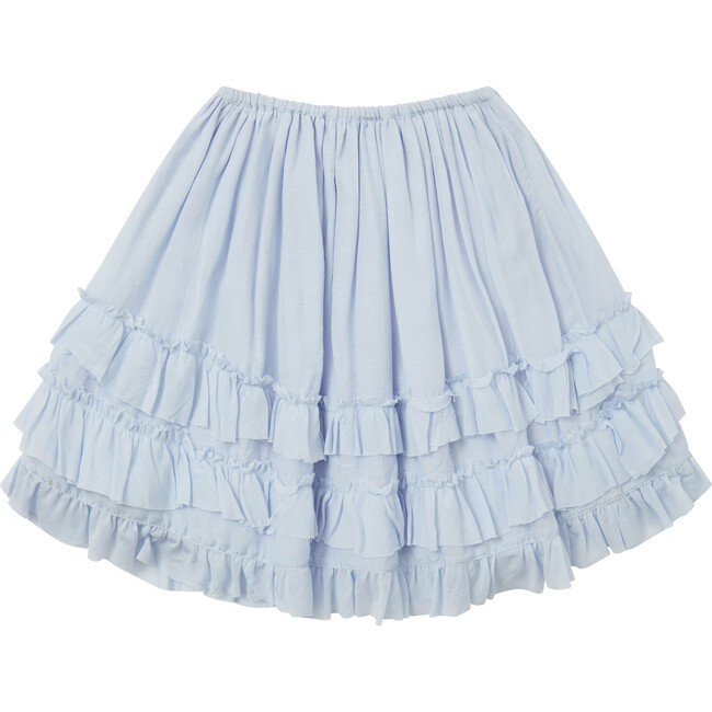 Kids Briza Party Skirt With 3-Tiers Double Edged Ruffles, Powder Blue - Skirts - 1