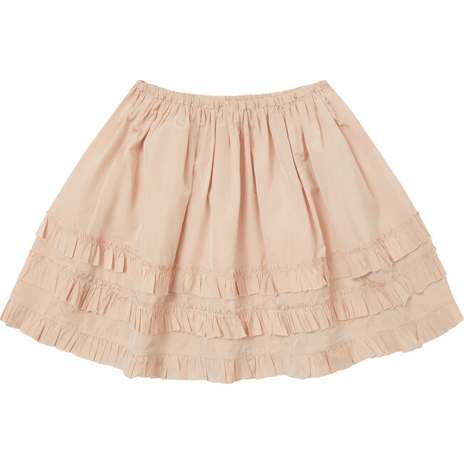 Kids Briza Party Skirt With 3-Tiers Double Edged Ruffles, Pale Pink