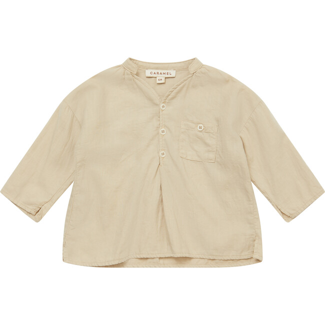 Baby Adonis Shirt With Button Placket, Sand Cotton