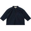 Baby Adonis Shirt With Button Placket, Dark Navy - Shirts - 1 - thumbnail