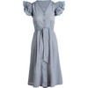 Women's Lilibet Double-Ruffle Sleeves Mid-Length Shirt Dress, Faded Denim - Dresses - 1 - thumbnail
