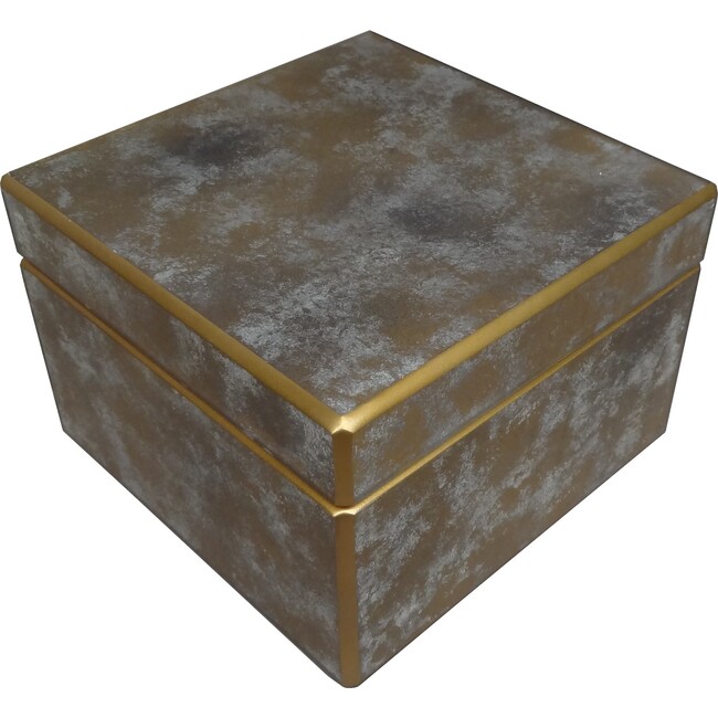 Mirror Square Box, Antique Gold And Silver