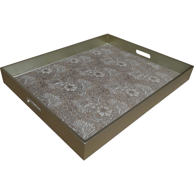 Mirror Tray With Handles, Sand Floral