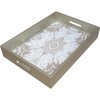 Mirror Tray With Handles, Beige And Silver - Accents - 1 - thumbnail
