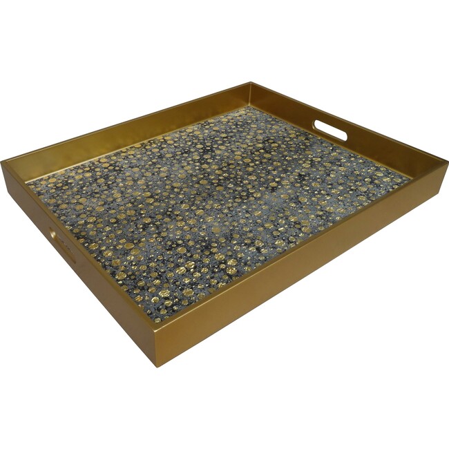Mirror Tray With Handles, Gold Dots