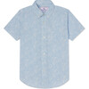 Owen Short Sleeve Jacqueline's Blossom Liberty Poplin Buttondown Shirt, Blue - Shirts - 1 - thumbnail