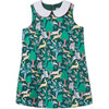 Maddie Primrose Scene Print Stretch Sateen Dress, Green - Dresses - 1 - thumbnail