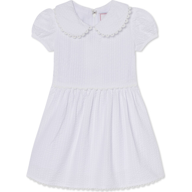 Hazel Puff Sleeve Seersucker Dress, White