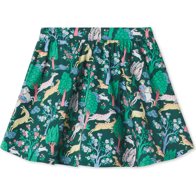 Audrey Primrose Scene Print Stretch Sateen Scallop Skirt, Green - Skirts - 2