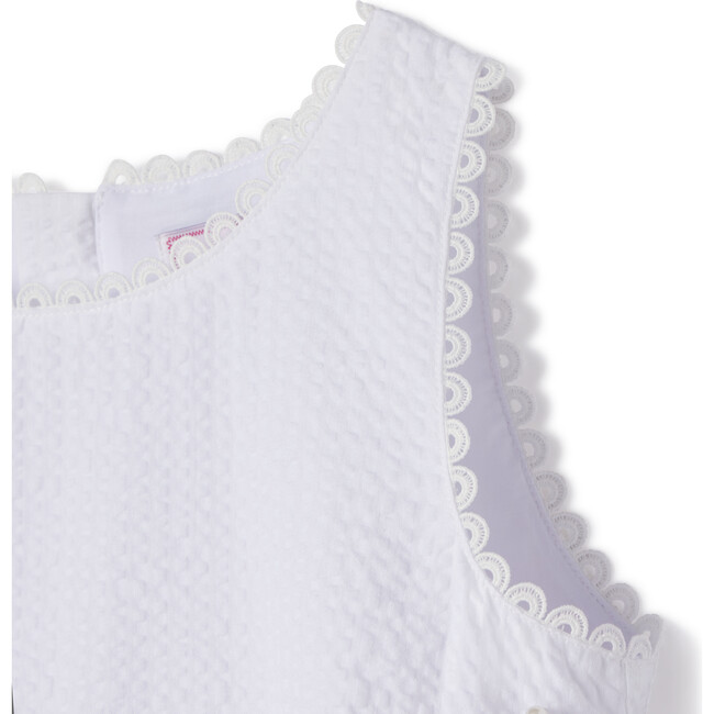 Charlotte Frilled Seersucker Dress, White - Dresses - 3