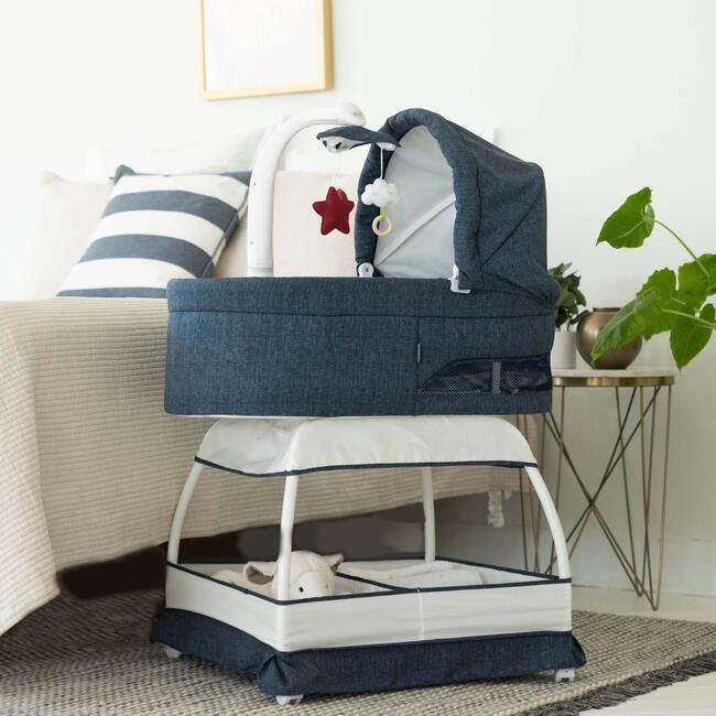 Sweetli Nurture Bassinet, Denim Melange - Bassinets - 2