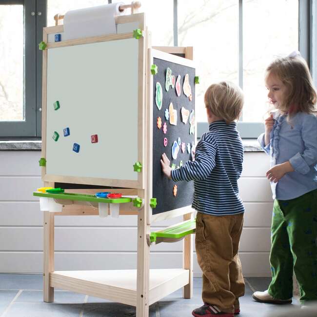 Tri-Sided Art Center, Natural with Apple Green - Play Tables - 2
