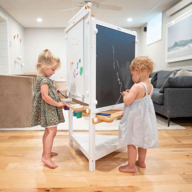 Tri-Sided Art Center, Soft White with Natural - Easels & Art Tables - 2