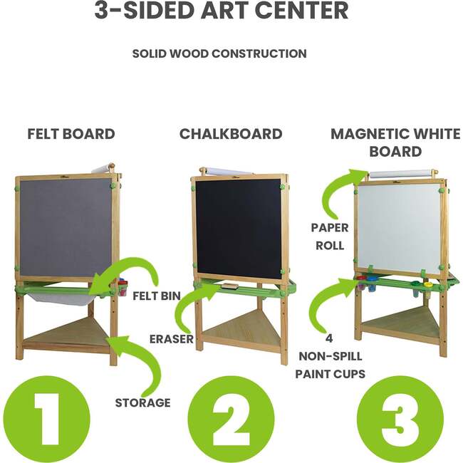 Tri-Sided Art Center, Soft White with Natural - Easels & Art Tables - 5